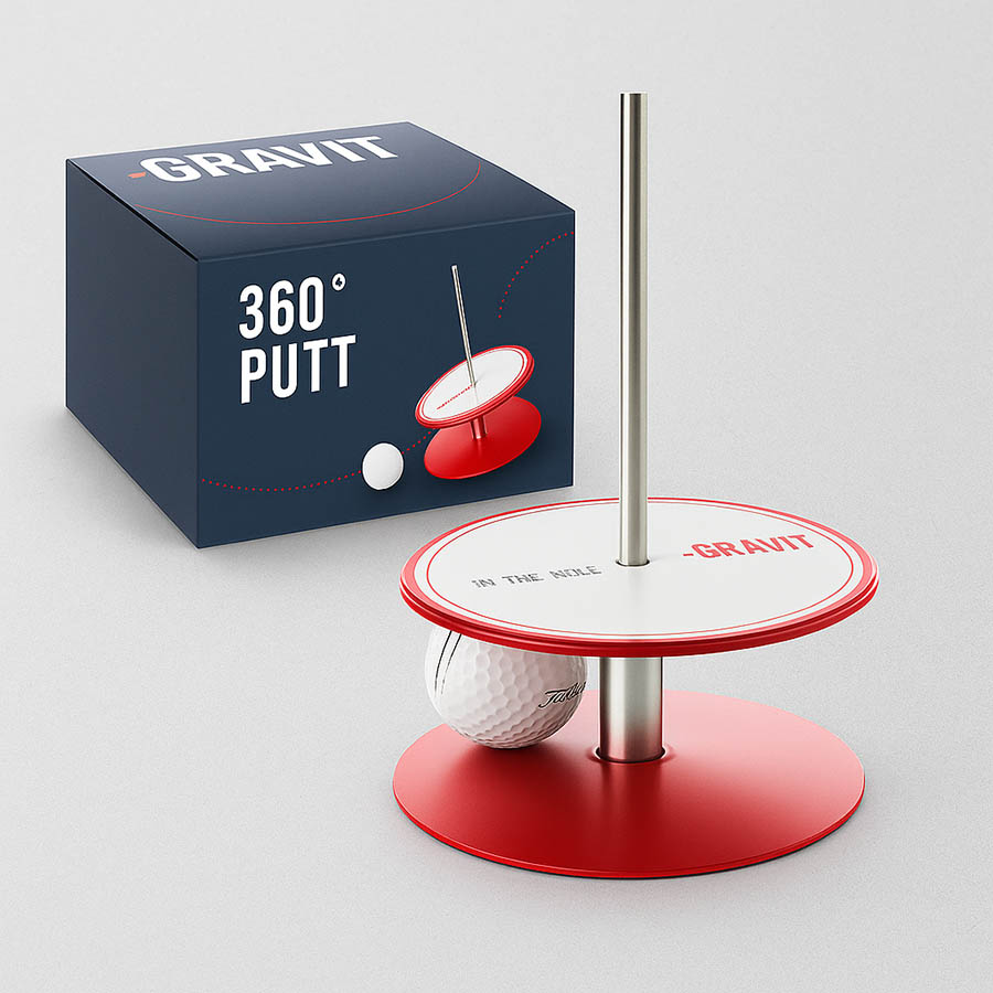hoyo portátil de golf gravit putt 360 rojo con caja